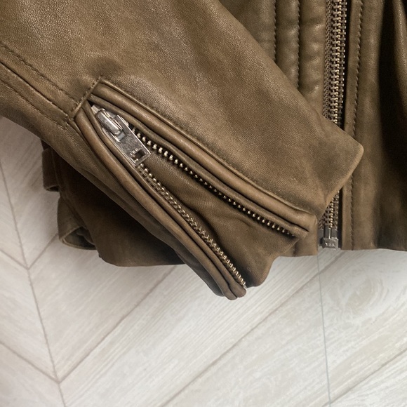 IRO Han leather Moto jacket 36 khaki - Picture 5 of 12